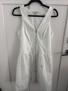 Robert Rodriguez White Eyelet Zip Front Mini Dress